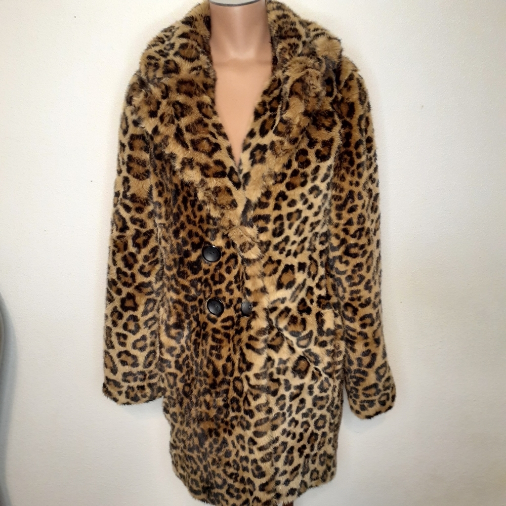 Zara Faux Fur Cheetah Print Oversized Coat - Picture 2 of 6
